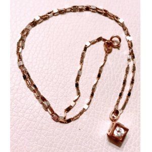 Sparkly Cube Rose Gold Necklace